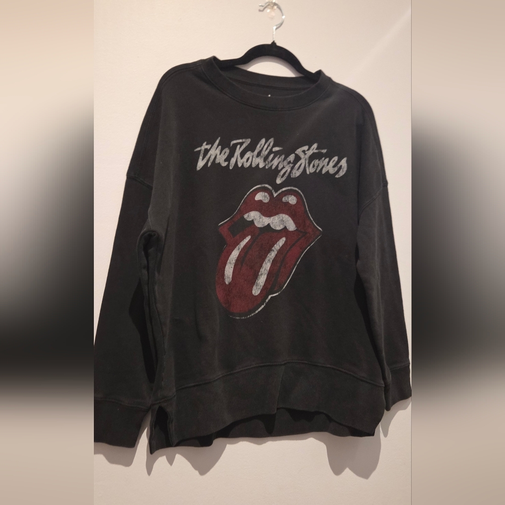 The Rolling Stones Black Sweatshirt with Red Logo GUC Size S